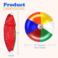 4E's Novelty Beach Balls [3 Pack] 20" Inflatable Beach Balls for Kids - Pool Games Toys for Kids & Toddlers, Classic Rainbow Color, Easter Outdoor Yard Games