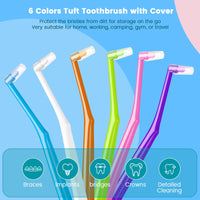 Fregum End Tuft Toothbrush for Orthodontic, Soft Bristles Angled Toothbrush for Braces, Implants, Retainers, Back Teeth, and Wisdom Teeth, 6 Pcs