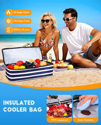 ISEYOU Beach Bag with Cooler, 49L Large Family Beach Tote with Zipper, Waterproof Sandproof Beach Bags for Women and Men, Foldable Lightweight Travel Bag for Pool, Picnic, Gym