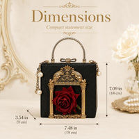 QZUnique Women Love Angel Floral Evening Bag Rose Embossed Formal Purse Clutch Black Gold Crossbody Pearl Chain Shoulder Bag