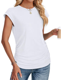 Summer Tops for Women 2026 Short Sleeve Shirts Trendy Spring Tops Work Business Casual Outfits Vacation Beach Clothes Maternity Fashion Clothing White L