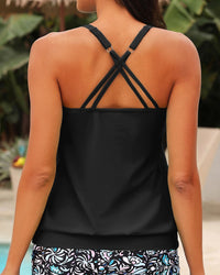 Yonique Blouson Tankini Tops for Women Swimwear Top Only Modest Tankini Tops Loose Fit Swim Tops No Bottom Black 01 XL