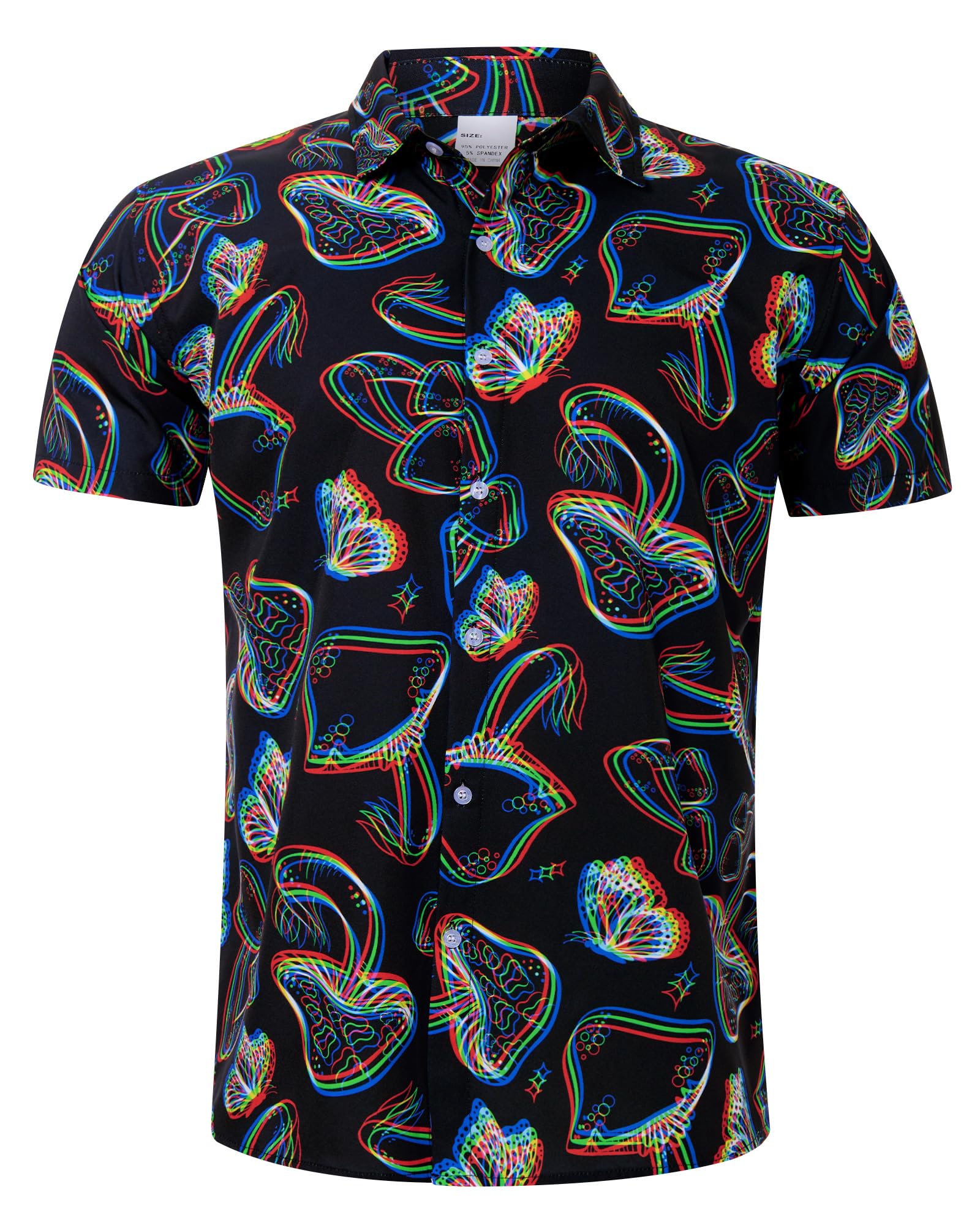 ALISISTER Rave Shirt for Men Mushroom Butterflies Funny Button Down Tops