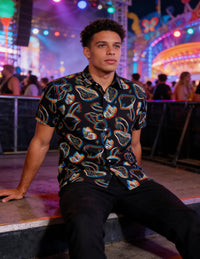 ALISISTER Rave Shirt for Men Mushroom Butterflies Funny Button Down Tops