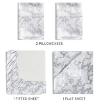 Beatrice Home Fashions 100% Luxury Satin Polyester Sheet Set, King, Marble