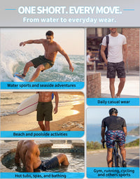 Flytop Mens Swim Trunks, Quick Dry Mesh Liner Board Shorts, Zipper Pockets, Above-Knee Bathing Suit Striped Grey Gradient XL