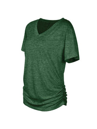 Womens Summer Tops Short Sleeve T Shirts Casual V Neck Maternity Tshirts Tee Blouses Beach Vacation Clothes Outfits 2025 Green XL