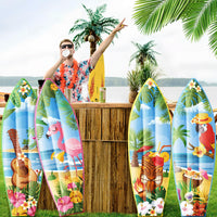 JellyArch 4 Pcs Hawaiian Inflatable Surfboard Tropical Flamingos Hawaiian Luau Party Decorations Blow up Pool Floats Surfboard Prop Wall Decor Palm Tree Summer Tiki Bar Pool Beach Party Decorations