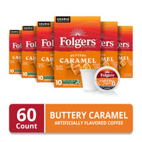 Folgers Buttery Caramel Artificially Flavored Coffee, K-Cup Pods, 60 Count