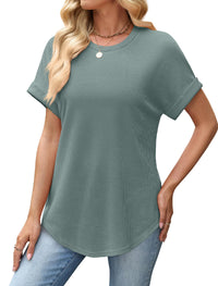Sampeel Shirts for Women Trendy Summer Tops Spring Outfits Western Fashion Clothing Beach Vacation Clothes St Patricks Day Shirt Seagrass Green L
