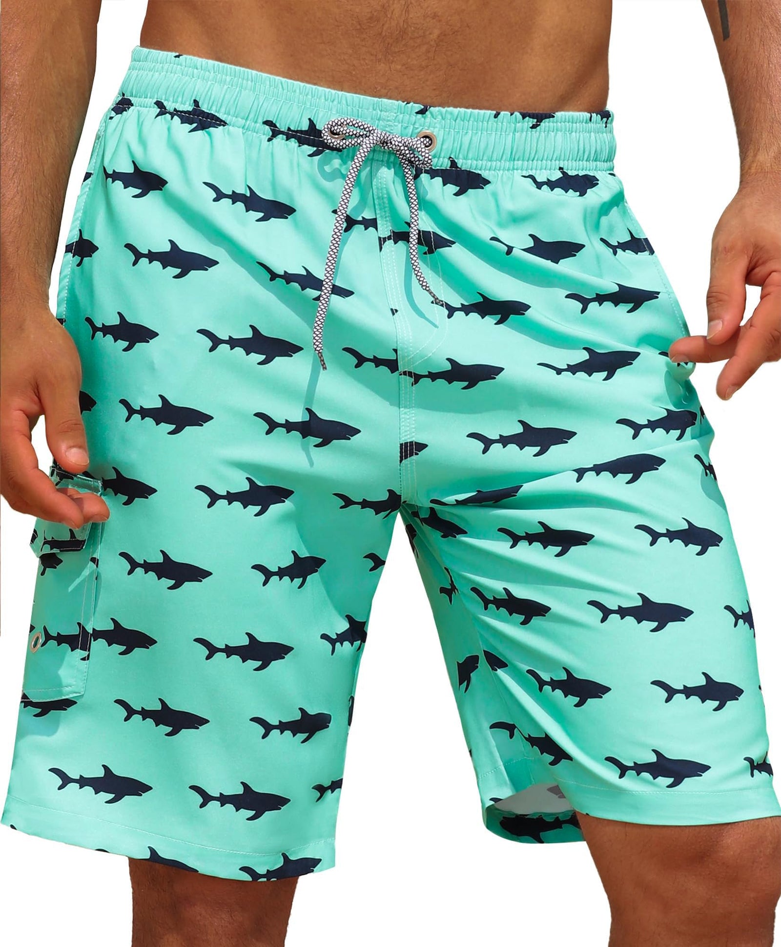 APTRO Men's Swim Trunks 9" Quick Dry Bathing Suit Big & Tall Beach Swimsuits #139 Shark 1X