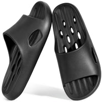 Aoowoll Shower Shoes for Men and Women,Non-Slip Slippers Quick Dry Bath Slides with Drainage Holes,EVA Lightweight Sandals for Bathroom, Pool, Gym, Dorm, Sauna, Indoor Outdoor Use Wide Fit(Balck 44)