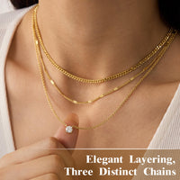WomenGifts Layered Gold Necklaces for Women, 14K Gold Plated Dainty Cute Pendant Necklace Jewelry Set, Chunky Stackable Cuban Chain Choker Collar, Trendy Waterproof Non Tarnish Jewelry Gift for Mom