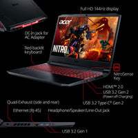 Acer Nitro 5 AN515-55-53E5 Gaming Laptop | Intel Core i5-10300H | NVIDIA GeForce RTX 3050 GPU | 15.6" FHD 144Hz IPS Display | 8GB DDR4 | 256GB NVMe SSD | Intel Wi-Fi 6 | Backlit Keyboard