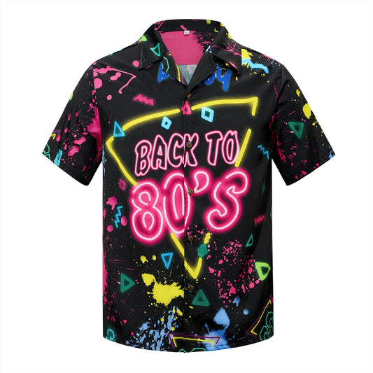 American Trends 80s Outfit for Men 80's Costumes 1980s Outfits for Men Vintage Retro Shirts Themed Clothes for Party 80s Radio Wave 2XL