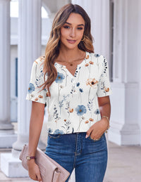 Zeagoo Shirts for Women Short Sleeve Floral Blouses 2025 Fashion Summer Clothes Business Work Dress Shirts