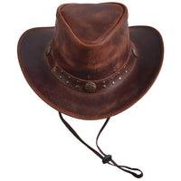 Sidewinder Australian Cowboy Leather hat Steampunk Unisex Adult for Men and Women Shapeable Outback Western Style Wide Brim Brown