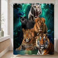 Funny Western Shower Curtains, Rustic Luxury Shower Curtains For Bathroom Set, Funky Masculine African Animal Bathroom Curtain With Hooks, Waterproof, Machine Washable Bath Curtain, 72x72 Inch, Green