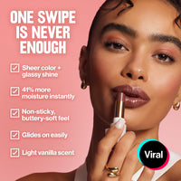 REVLON Super Lustrous Glass Shine Balm, Sheer Glossy Tinted Lip Balm, Hydrating Formula with Hyaluronic Acid, Aloe & Rose Quartz, 008 Rum Raisin, 0.11 oz