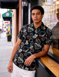 ALISISTER Rave Shirt for Men Mushroom Butterflies Funny Button Down Tops