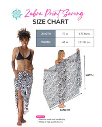 SHU-SHI Women Zebra Print Sarong Pareo Cover Up Bathing Suit Women Animal Beach Wrap Long Pool Trip Resort Skirt