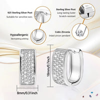 925 Sterling Silver Post Earrings Chunky Silver Hoop Earrings for Women Small Cubic Zirconia Hoop Earring Hypoallergenic Earing Thick Huggie Hoops for Jewelry Gift