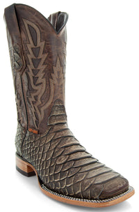 Soto Boots Mens Snakebike Python Print Boots H50032 (Tan,10)