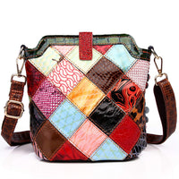 Segater® Women’s Multicolor Floral Small Crossbody Bag,Cowhide Genuine Leather Handbag Flower 3D Snake Pattern Shoulder Bag Ladies Travel Top-Handle Bag Patchwork Colorful Purses