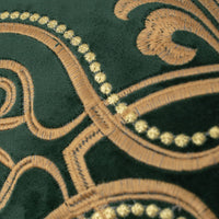 Aeckself European Luxury Velvet Lumbar Throw Pillow Cover 12 x 20 Inch, Embroidery Floral Pillow Cover Home Decor Oblong Pillowcase for Couch Bedroom Living Room, Dark Emerald Green and Gold