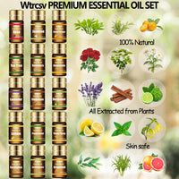 Wtrcsv Essential Oils Set - Top 15 Scents for Diffuser, Humidifier, Skin Care, Aromatherapy, Massage, Candle & Soap Making - Fragrance Gift Set (5ml)
