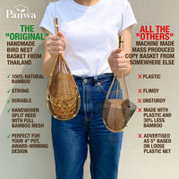 PANWA Handmade 100% Thai Bamboo Hanging Orchid Basket – 4 Inch Set of 3