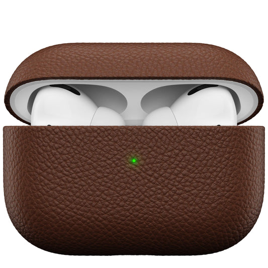 KeyBudz AirPods Pro Leather Case - Handcrafted Fully-Wrapped Genuine Italian Leather Compatible with AirPods Pro (Natural Brown)