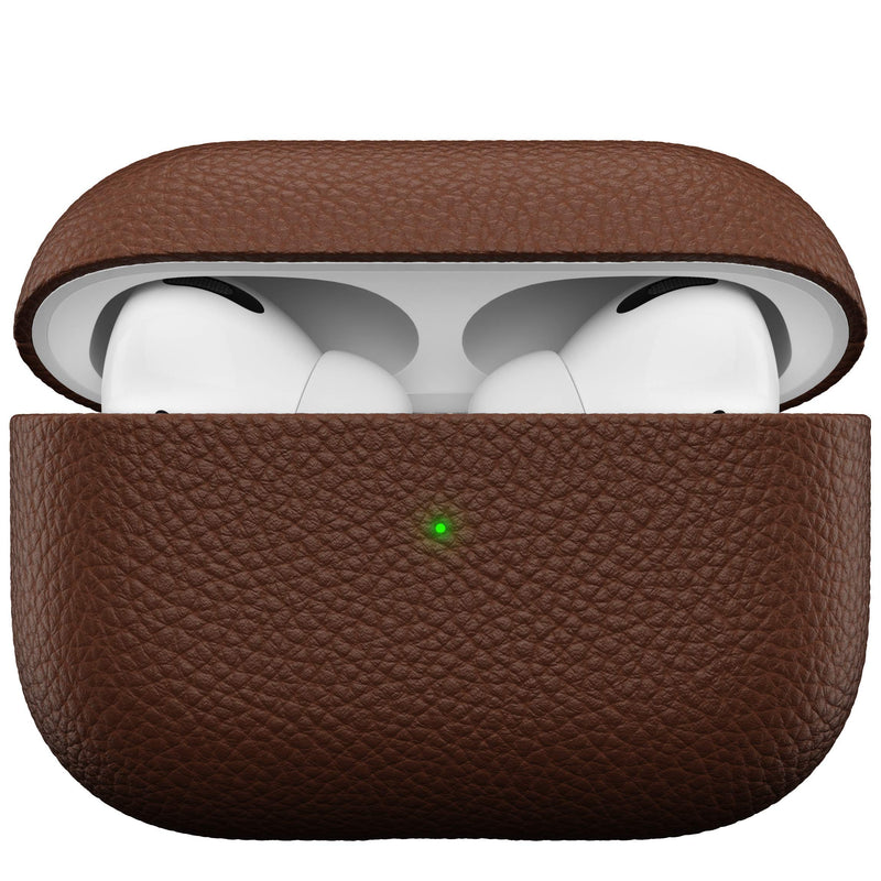 KeyBudz AirPods Pro Leather Case - Handcrafted Fully-Wrapped Genuine Italian Leather Compatible with AirPods Pro (Natural Brown)
