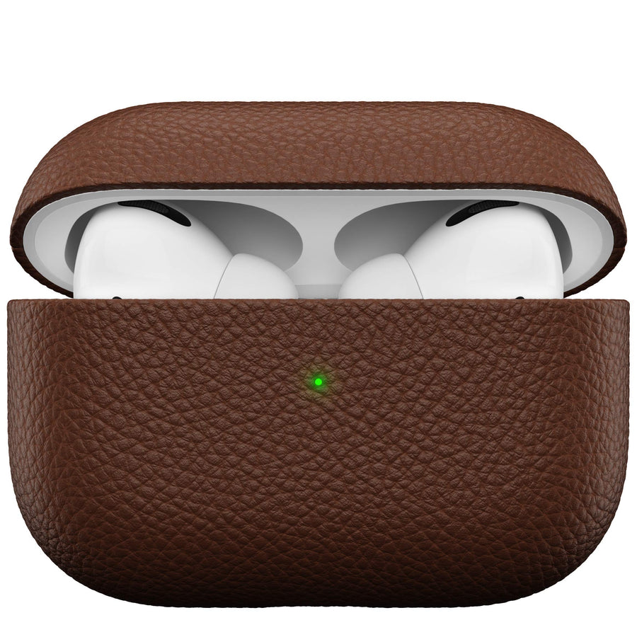 KeyBudz AirPods Pro Leather Case - Handcrafted Fully-Wrapped Genuine Italian Leather Compatible with AirPods Pro (Natural Brown)