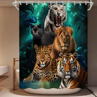 Funny Western Shower Curtains, Rustic Luxury Shower Curtains For Bathroom Set, Funky Masculine African Animal Bathroom Curtain With Hooks, Waterproof, Machine Washable Bath Curtain, 72x72 Inch, Green