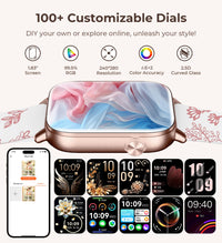 Iaret Smart Watch for Women, 1.83" HD Fitness Tracker with 4 Bands, Answer/Make Calls, Heart Rate/Sleep/SpO2/Step Tracking, 100+ Sport Modes, Android/iPhone Compatible Gift (White)