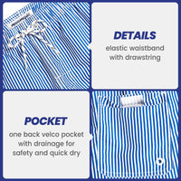 maamgic Mens Swim Trunks Quick Dry Swim Shorts with Mesh Lining Funny Swimwear Bathing Suits 7inch Blue Striped Medium