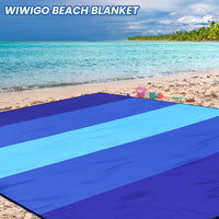 WIWIGO Beach Blanket Waterproof Sandproof Beach Mat 79" X 83"/10'x9'for 2-8 Adults Quick Drying Outdoor Picnic Mat Beach Accessories for Travel, Camping, Hiking