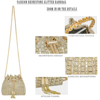 BBTT.ful Sparkly Diamond Evening Bag Clutch Purses for Women Rhinestone Purse Glitter Handbag for Party Prom Cocktail(gold)