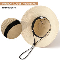 Beach Sun Hats for Women, Straw Hat for Women UPF 50+ UV Sun Protection Summer Hat Foldable Roll up Cap