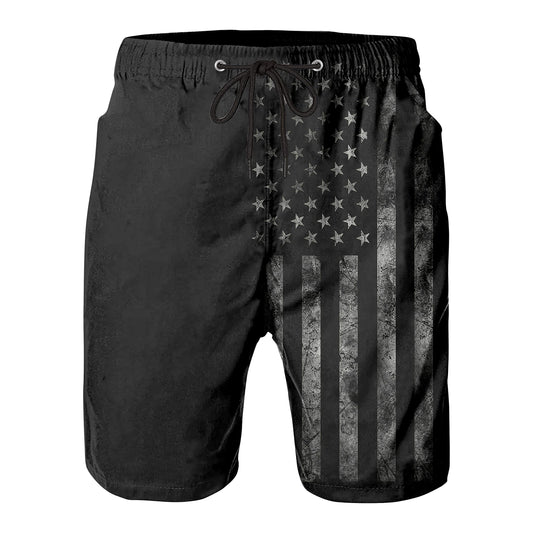 FT FENTENG Mens Swim Trunks for Men, Hawaii Quick Dry Beach Swimming Trunks, Vintage Black American Flag Board Shorts Men's Swimwear Bathing Suit with Mesh Lining, X-Large