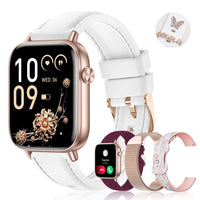 Iaret Smart Watch for Women, 1.83" HD Fitness Tracker with 4 Bands, Answer/Make Calls, Heart Rate/Sleep/SpO2/Step Tracking, 100+ Sport Modes, Android/iPhone Compatible Gift (White)