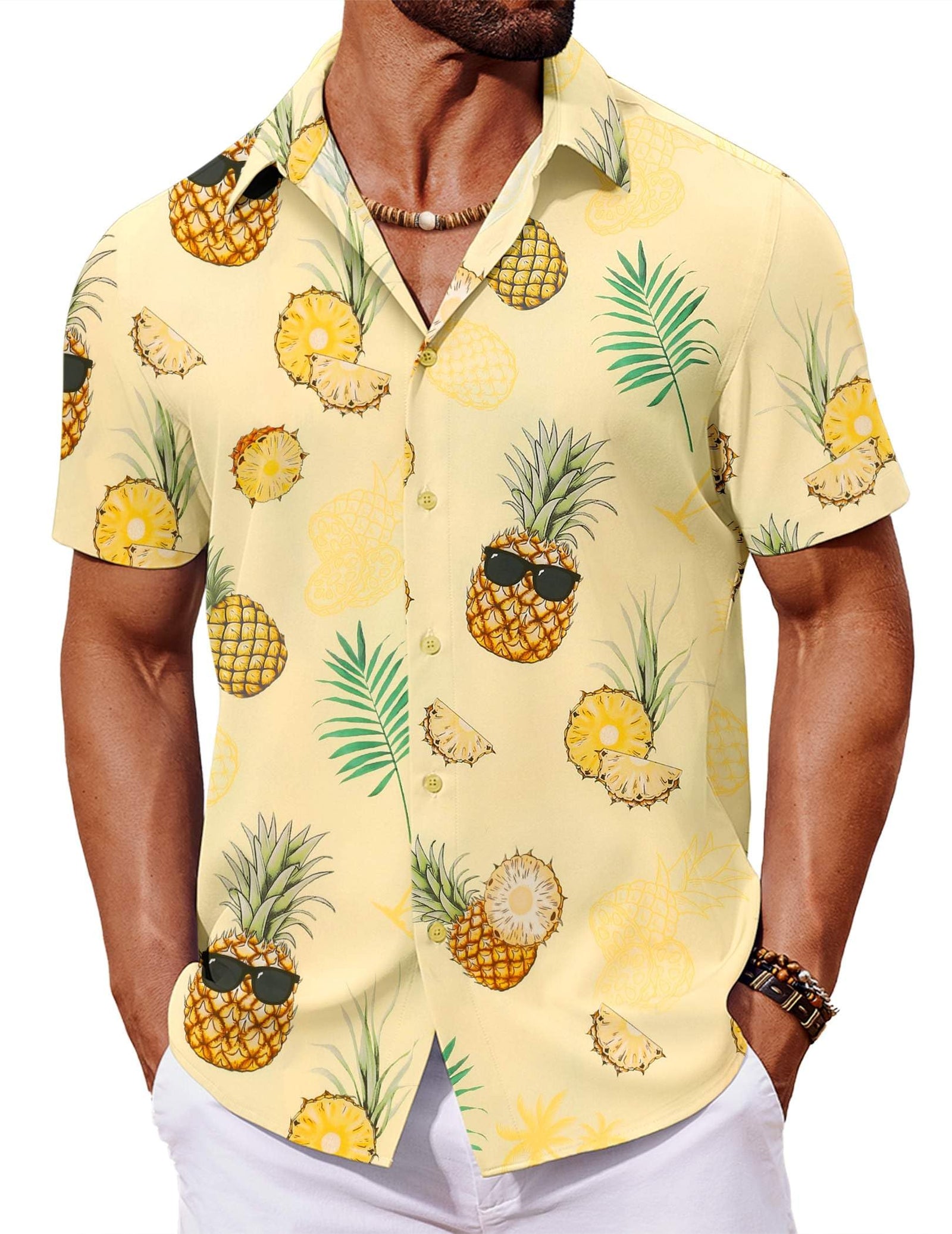 COOFANDY Mens Hawaiian Shirts Short Sleeve Button Down Summer Shirt Tropical Beach Wear