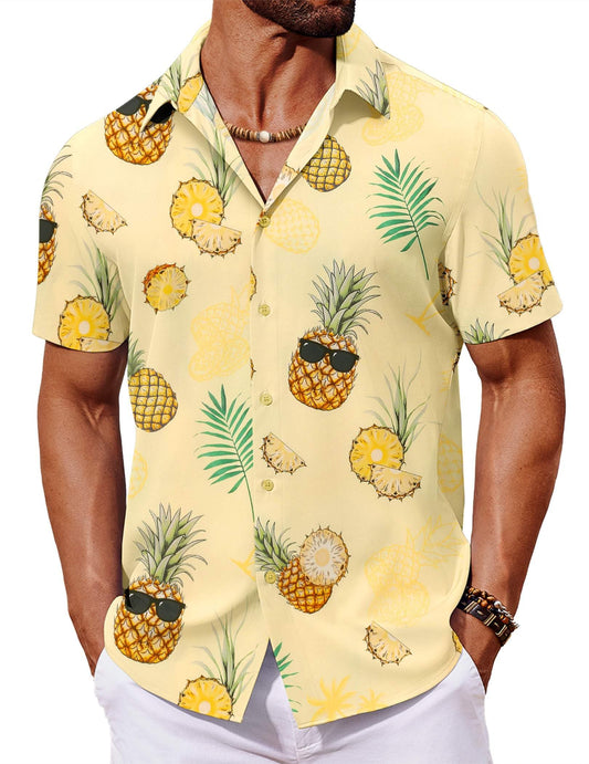 COOFANDY Mens Hawaiian Shirts Short Sleeve Button Down Summer Shirt Tropical Beach Wear