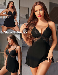Avidlove Women Lingerie Lace Chemise Sleepwear Womens Nightgowns Sexy Black Large