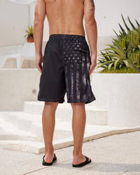 FT FENTENG Mens Swim Trunks for Men, Hawaii Quick Dry Beach Swimming Trunks, Vintage Black American Flag Board Shorts Men's Swimwear Bathing Suit with Mesh Lining, X-Large