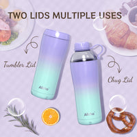 Allcho Allcho Insulated Water Bottle for Women, 18oz Stainless Steel Leak Proof Tumbler with 2 Lids, BPA-Free Tritan Chug & Straw Lid, Double Wall Vacuum Flask