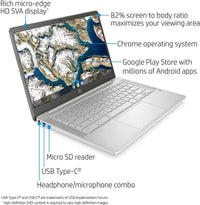 HP Chromebook 14-inch HD Laptop, Intel Celeron N4000, 4 GB RAM, 32 GB eMMC, Chrome (14a-na0020nr, Ceramic White)
