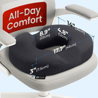 5 STARS UNITED Donut Pillow for Tailbone Pain & Hemorrhoids – Large Memory Foam Seat Cushion for Bed Sore-Prone Areas & Pressure Relief – Prostate, Postpartum & Pregnancy Support, Black Mesh Cover
