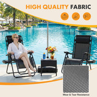 NEWBULIG Zero Gravity Chairs Set of 2, Lounge Chair Folding Portable Adjustable Camping Reclining Chairs with Adjustable Pollow, Mesh Back, Cup Holder Trays Lawn Patio Chair for Pool Beach